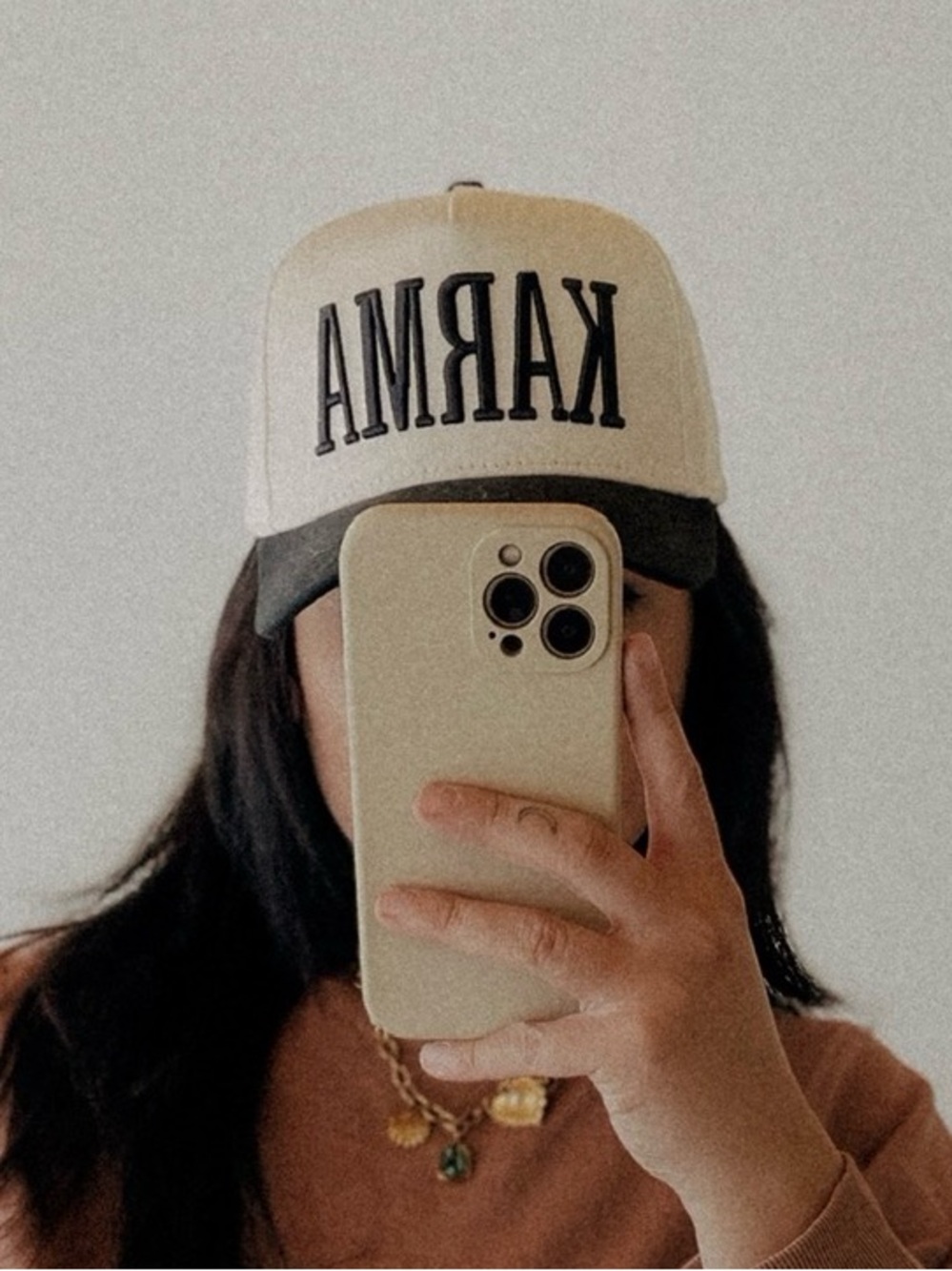Electric label karma trucker hat